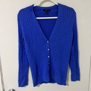 Lands’ End Bright Blue V-Neck Cardigan, XS (2-4)